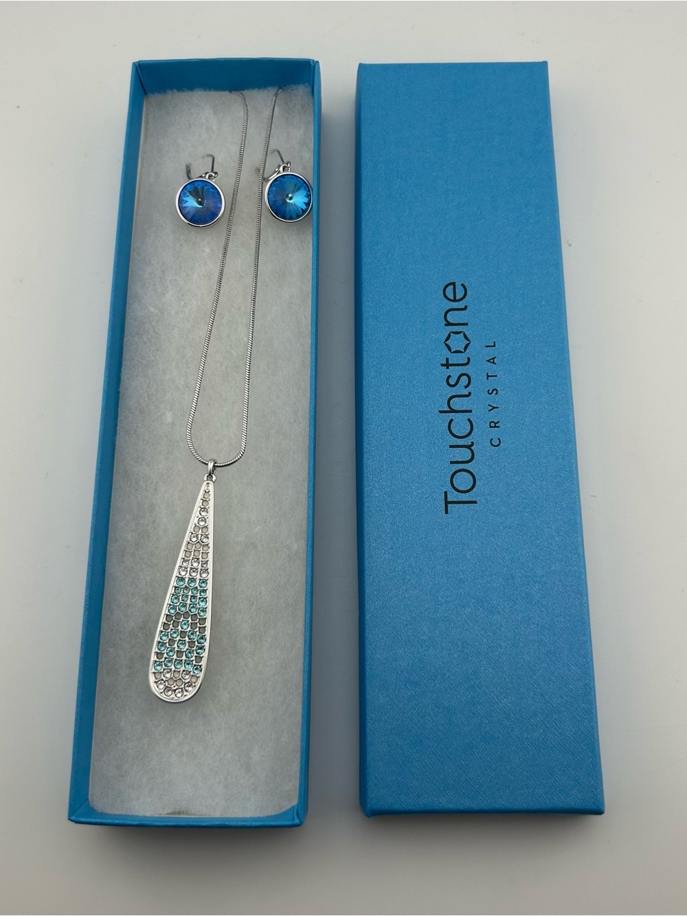 Touchstone Crystal by Swarovski Blue Crystal Pendant & Royal Blue Earrings Set